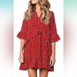 Ruffle swing dress with pockets